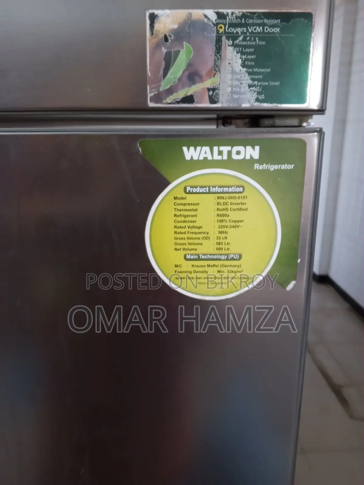 Walton 585L Non-Frost Refrigerator | BLDC Inverter | Excellent Condition