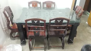 সেগুন কাঠের ৬ চেয়ারের ডাইনিং টেবিল
