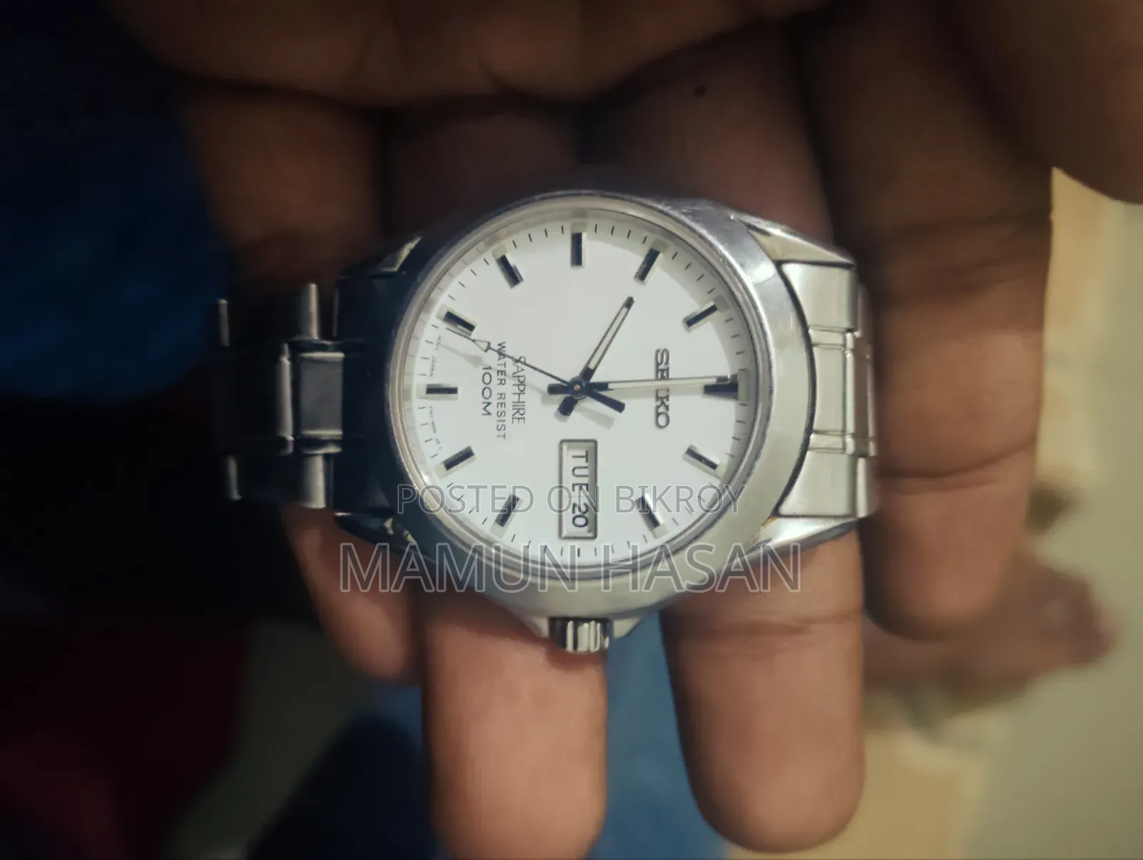 Seiko V743-8b50 Supphire 100 M White Dial Daydate Automatic Mans Watch