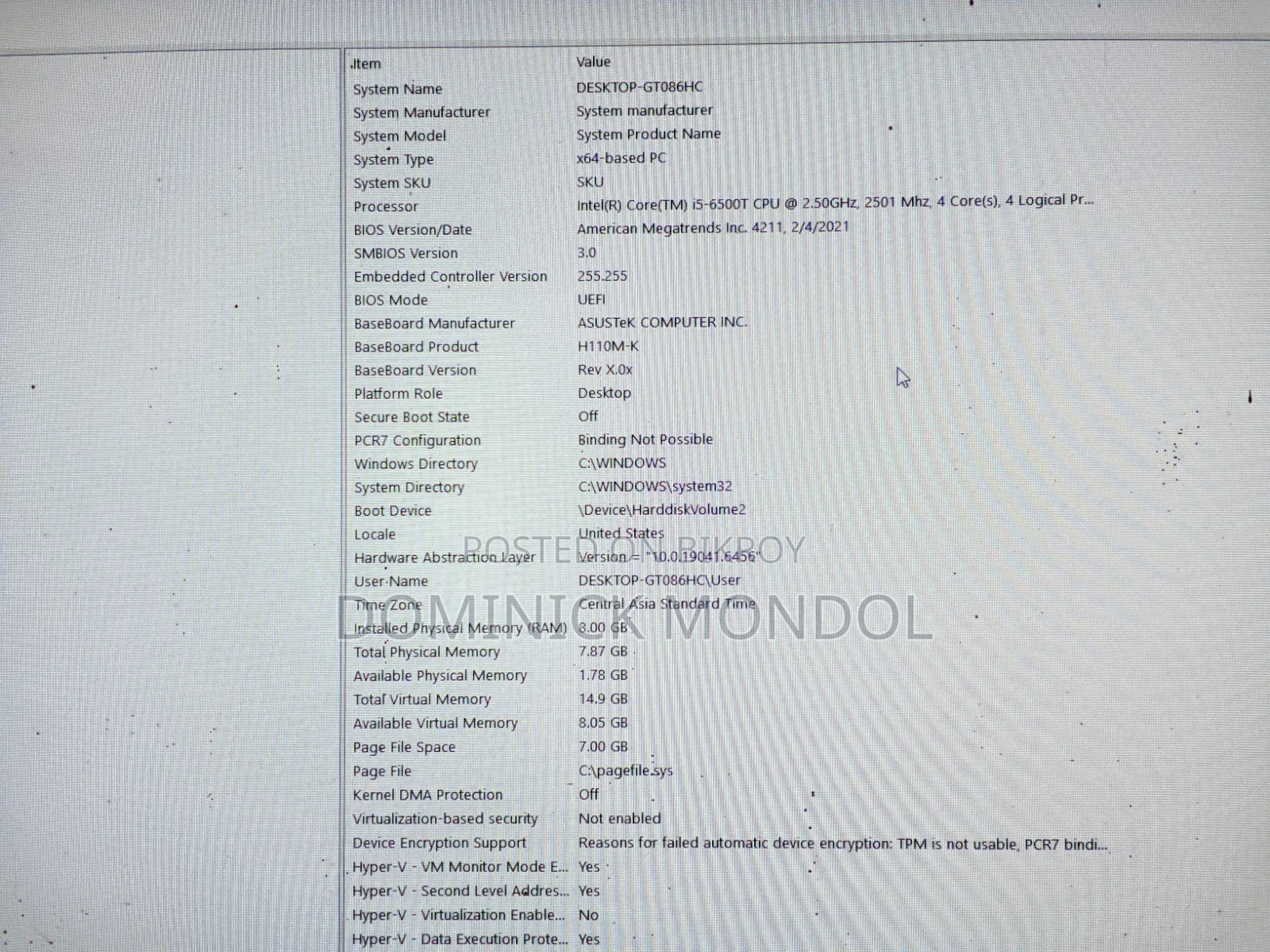 Desktop Computer HP 8GB Intel Core i5 HDD+SSD 500GB