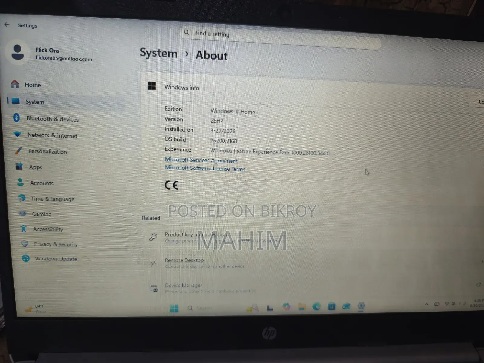Laptop HP 14-dq2031tg 8GB Intel Core i3 SSD 250GB