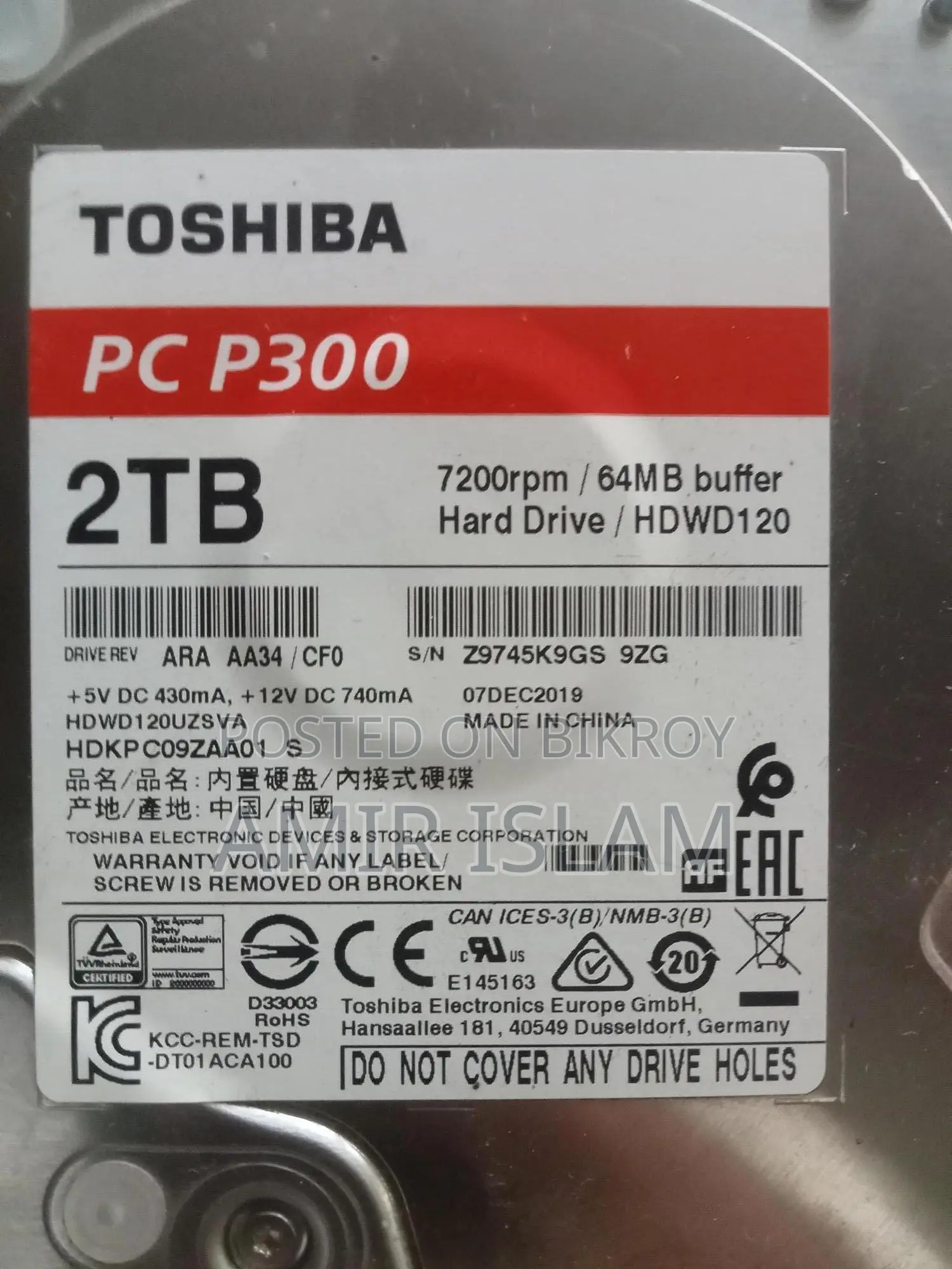 Toshiba PC P300 2tb HDD