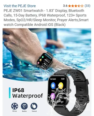 PEJE ZW01 Smartwatch - 1.83" Display (Bluetooth Calling)