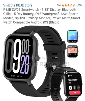 PEJE ZW01 Smartwatch - 1.83" Display (Bluetooth Calling)