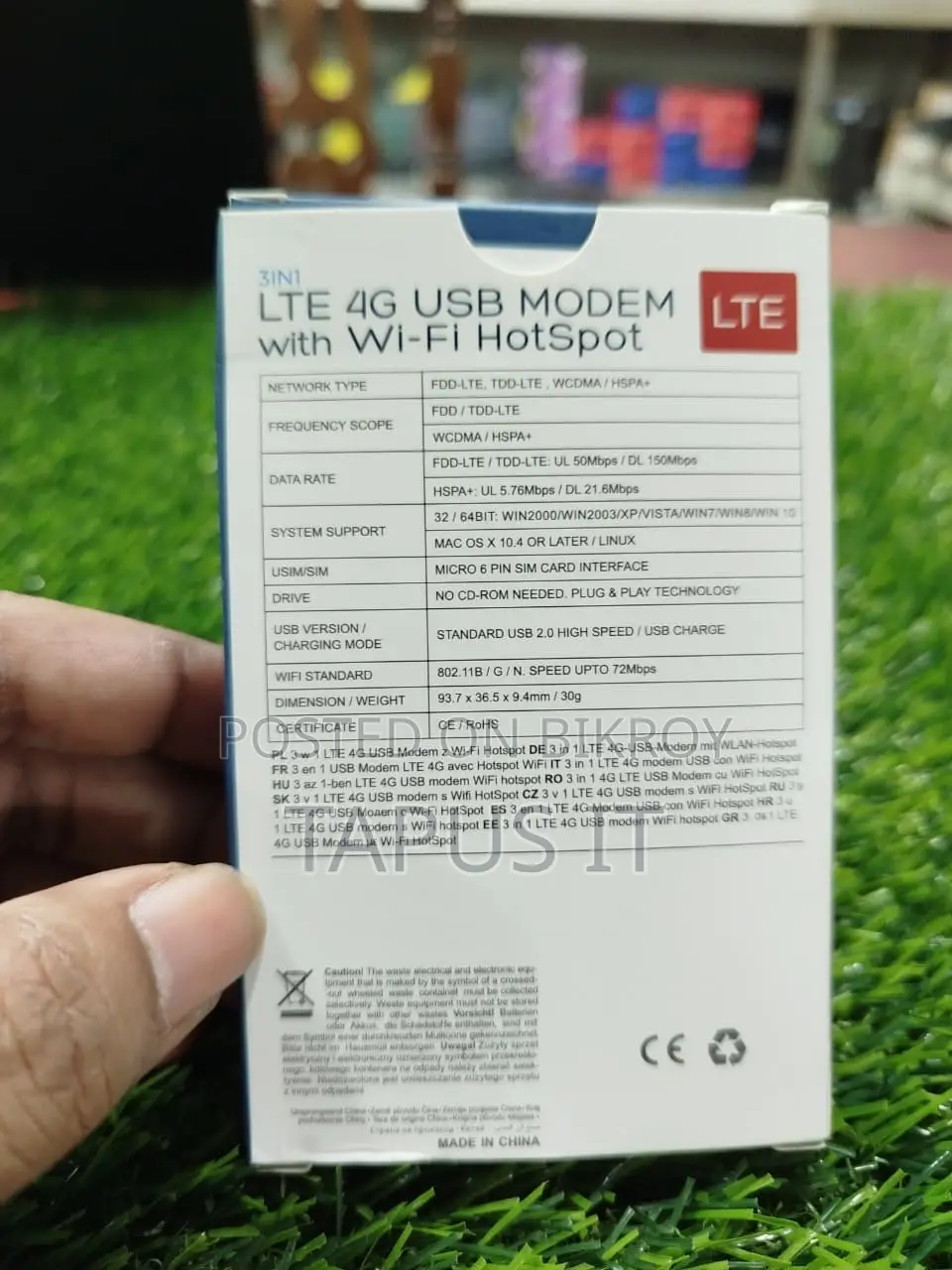 4G Modem With Wi-Fi Hotspot 3in1 1Year Warranty
