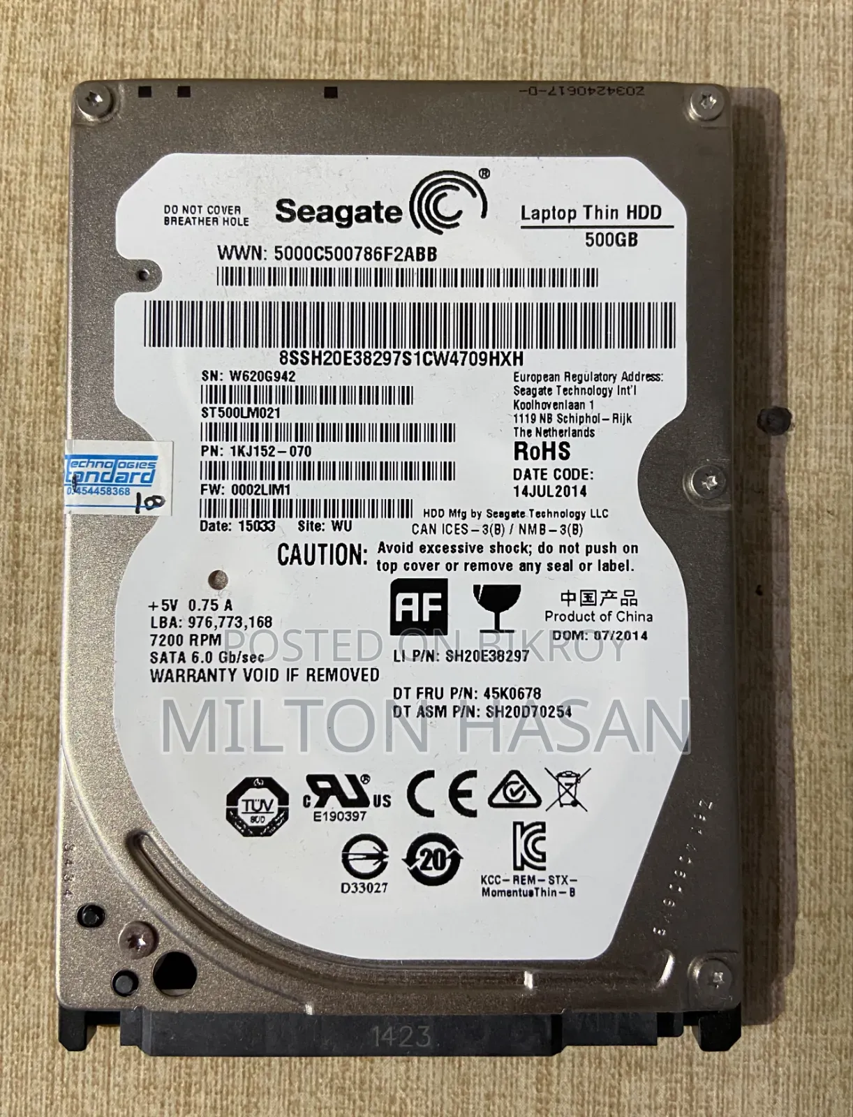 Seagate Laptop Thin HDD 500GB Internal Hard Drive (Model: ST500LM021)