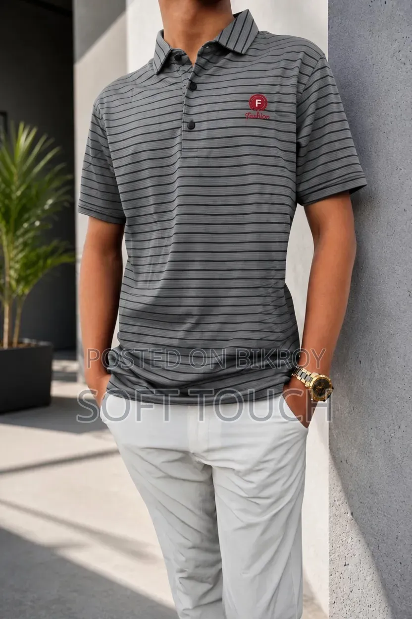 Fashion Striped Polo Shirt for Men – Modern Look, Everyday Wear