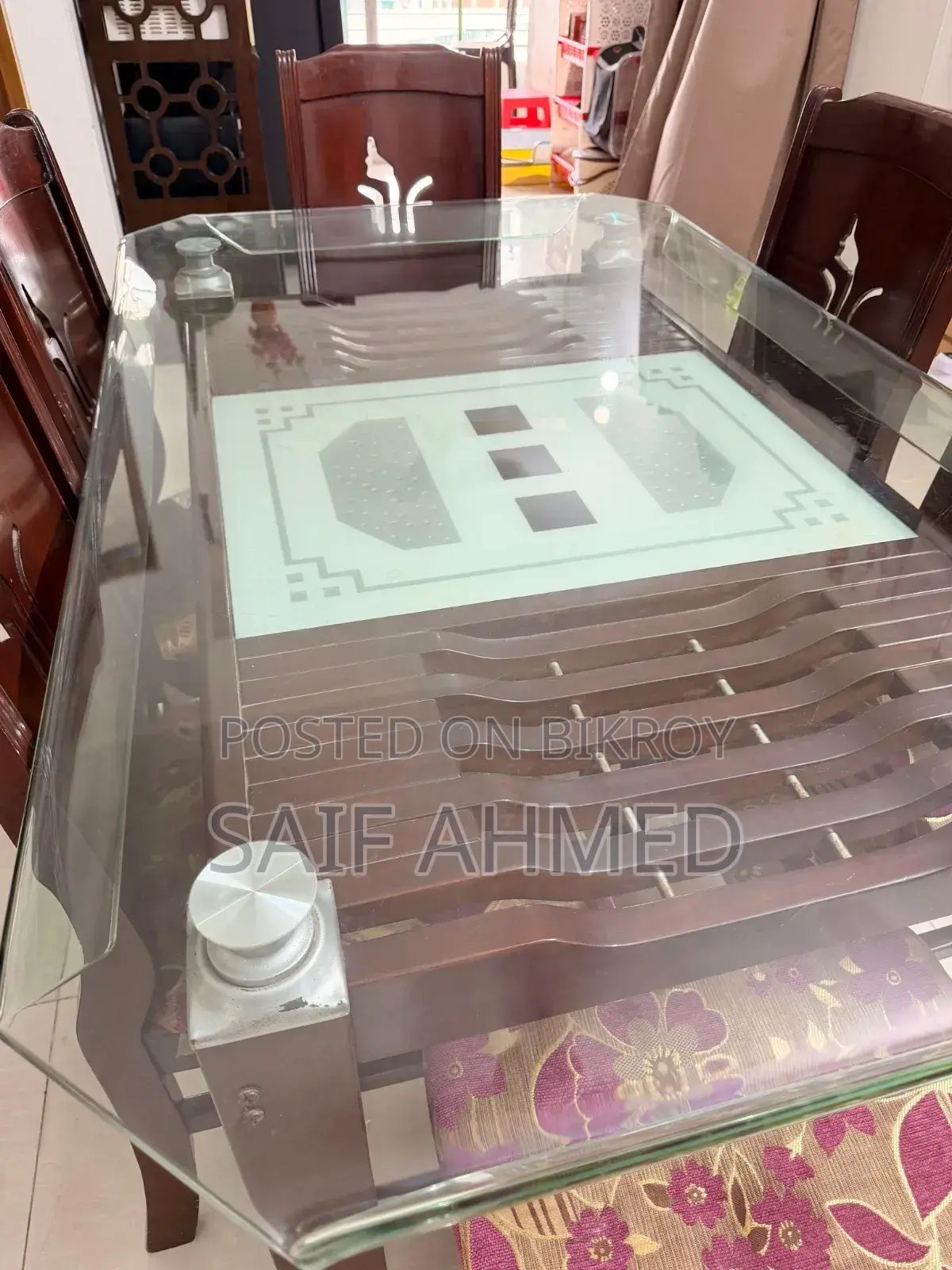 ডাইনিং টেবিল।Canadian Wood Dining Table Set বিক্রি হবে | Premium Glass
