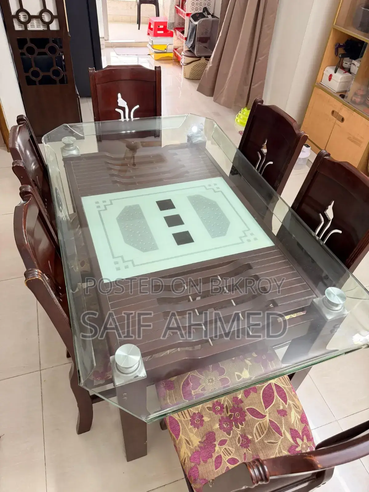 ডাইনিং টেবিল।Canadian Wood Dining Table Set বিক্রি হবে | Premium Glass