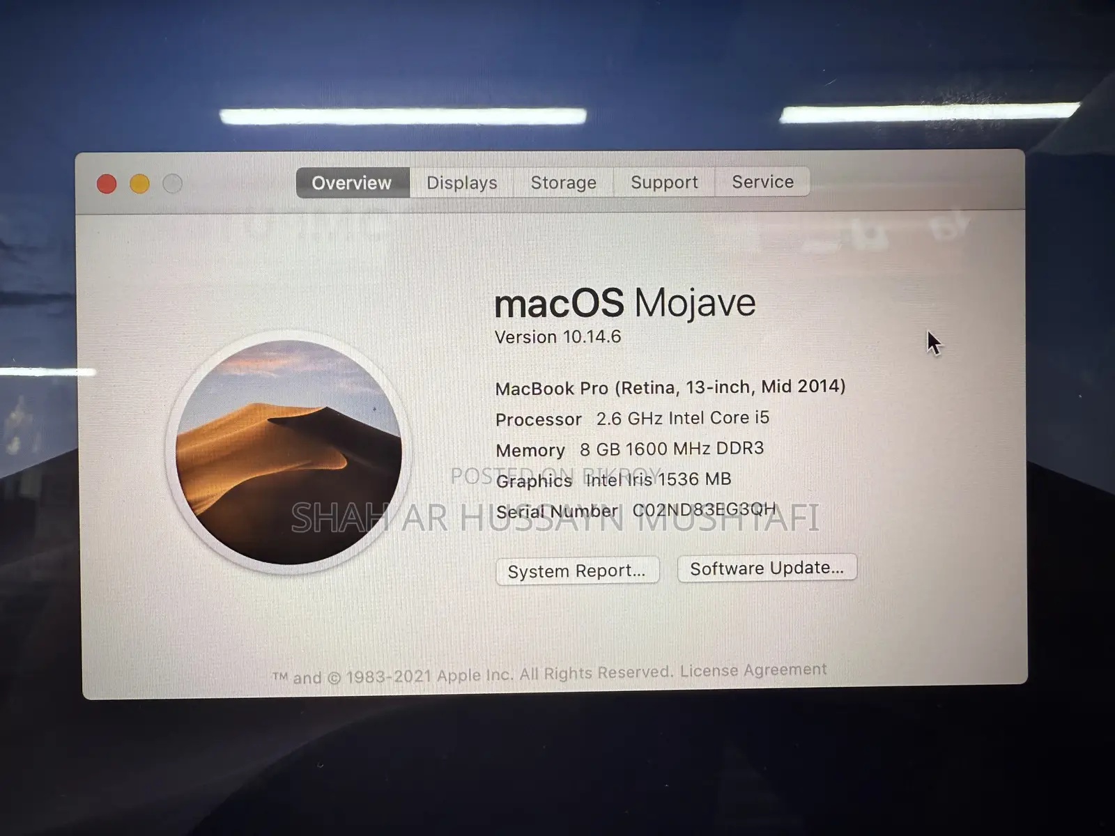 Laptop Apple MacBook Pro 2014 8GB Intel Core i5 SSD 128GB