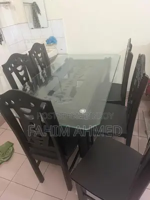 স্মার্ট ডাইনিং টেবিল সেট উইথ গ্লাস টপ (৬ চেয়ার)