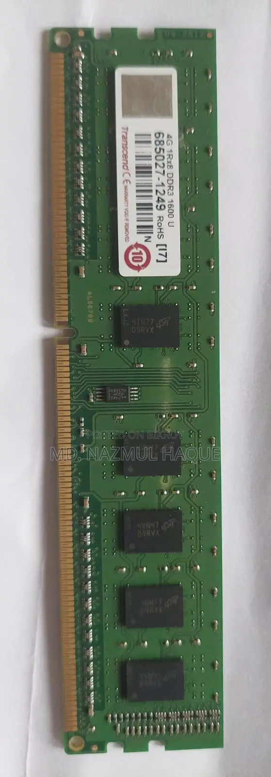 RAM 4GB, DDR3, 1600 MHz Quantity : 2 (Two)