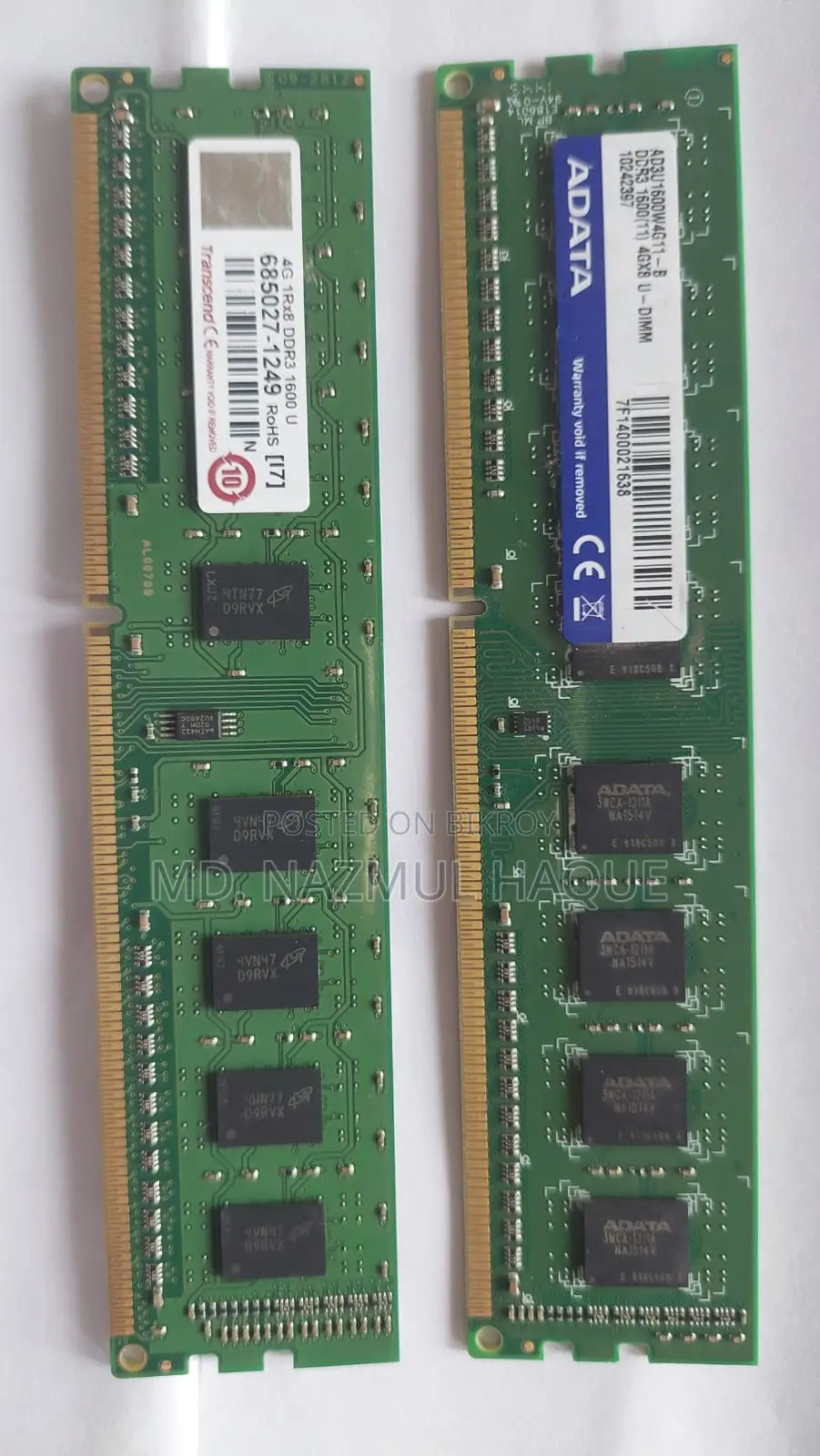 RAM 4GB, DDR3, 1600 MHz Quantity : 2 (Two)