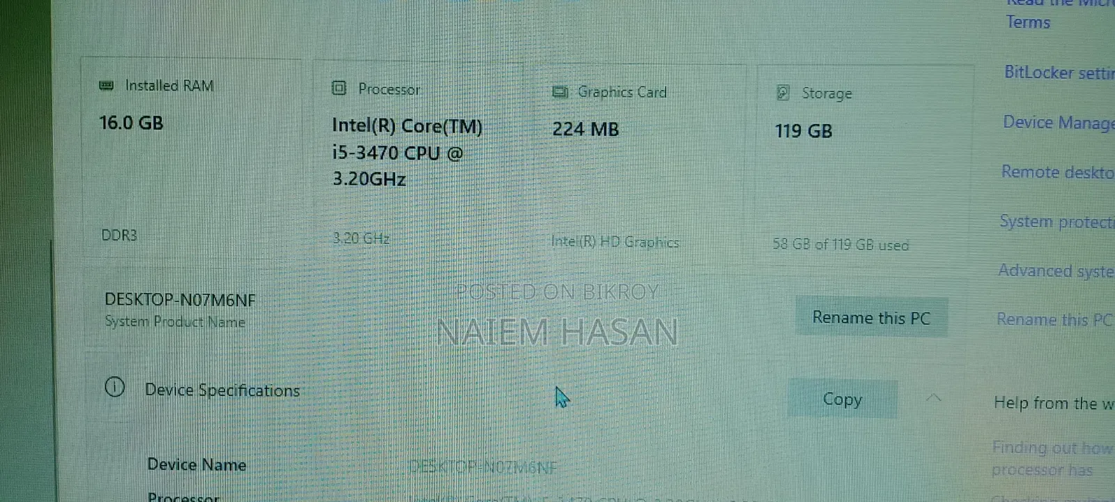 Desktop Computer 16GB RAM Intel Core i5 Processor 128GB SSD