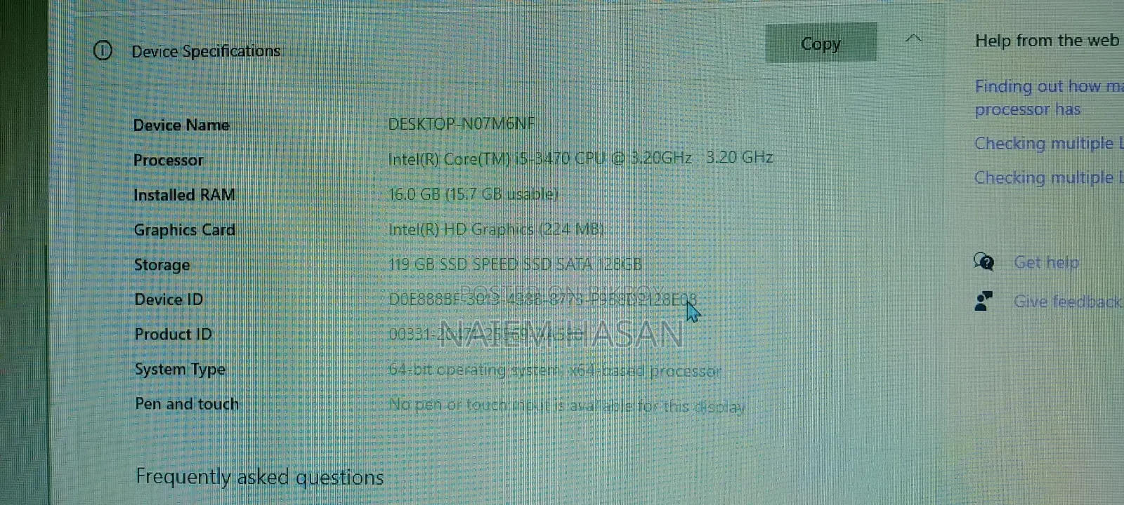 Desktop Computer 16GB RAM Intel Core i5 Processor 128GB SSD