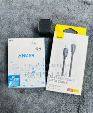 Anker 30W Iq+ Pd 🔥 Baseus  Breaded Cable C to iPhone ❤️