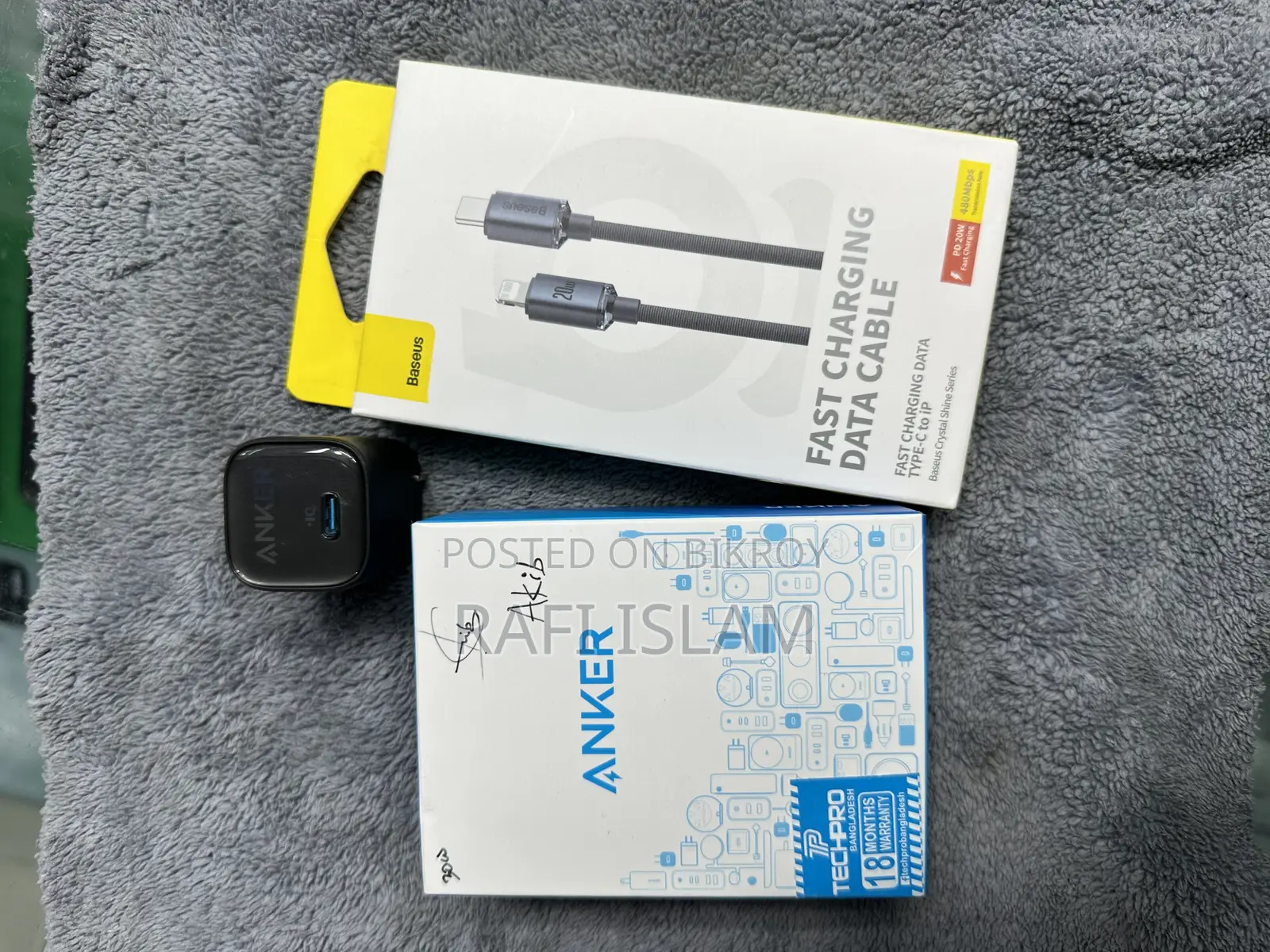 Anker 30W Iq+ Pd 🔥 Baseus  Breaded Cable C to iPhone ❤️