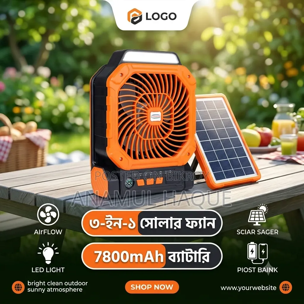 ৩-ইন-১ মাল্টি-ফাংশনাল ১৬ সোলার ফ্যান X16 Solar Fan