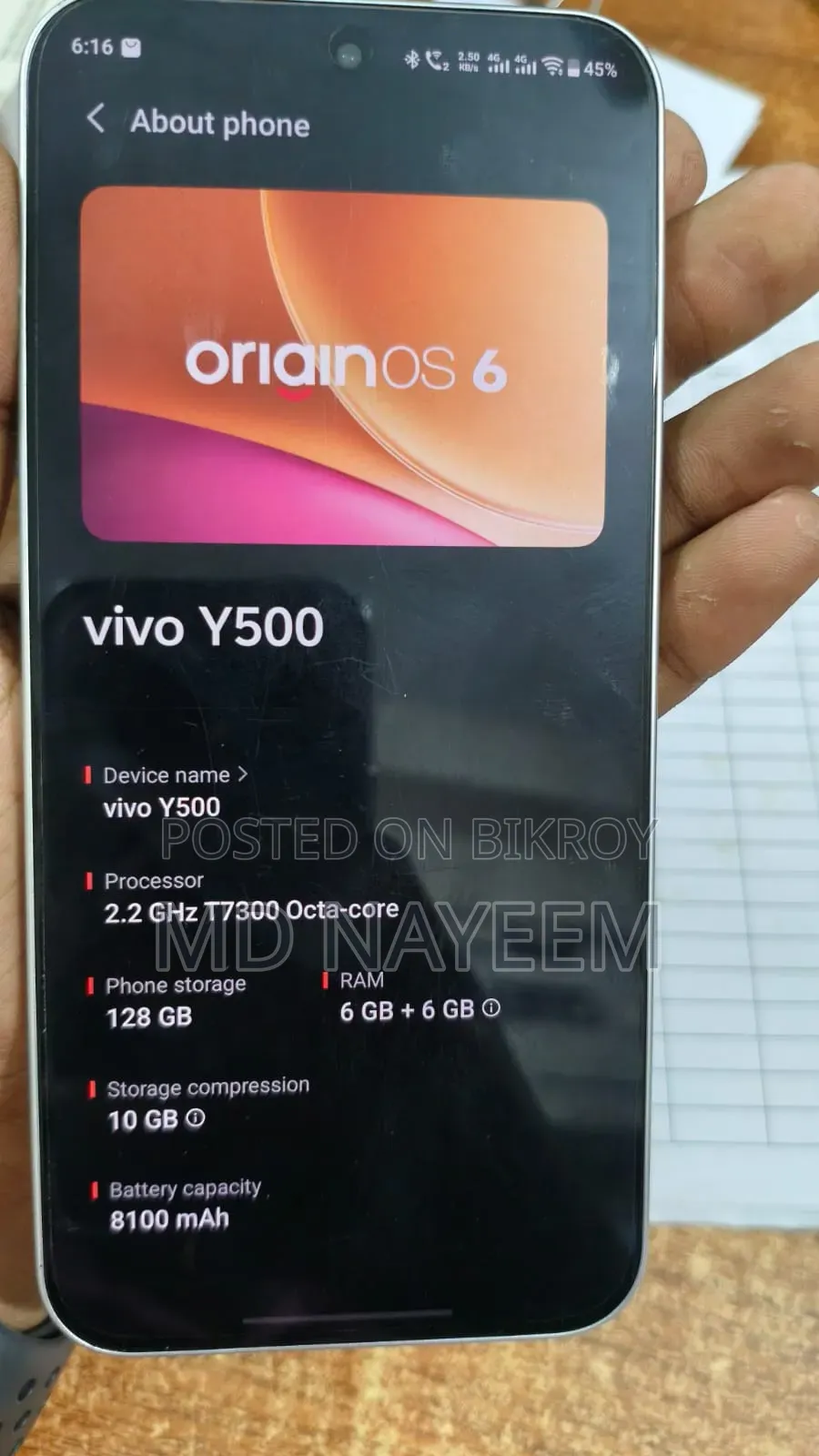 Vivo Y500 128 GB Silver