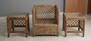 Rattan Cane Single Seater (বেতের সিঙ্গেল সফা) + Two Teapoys