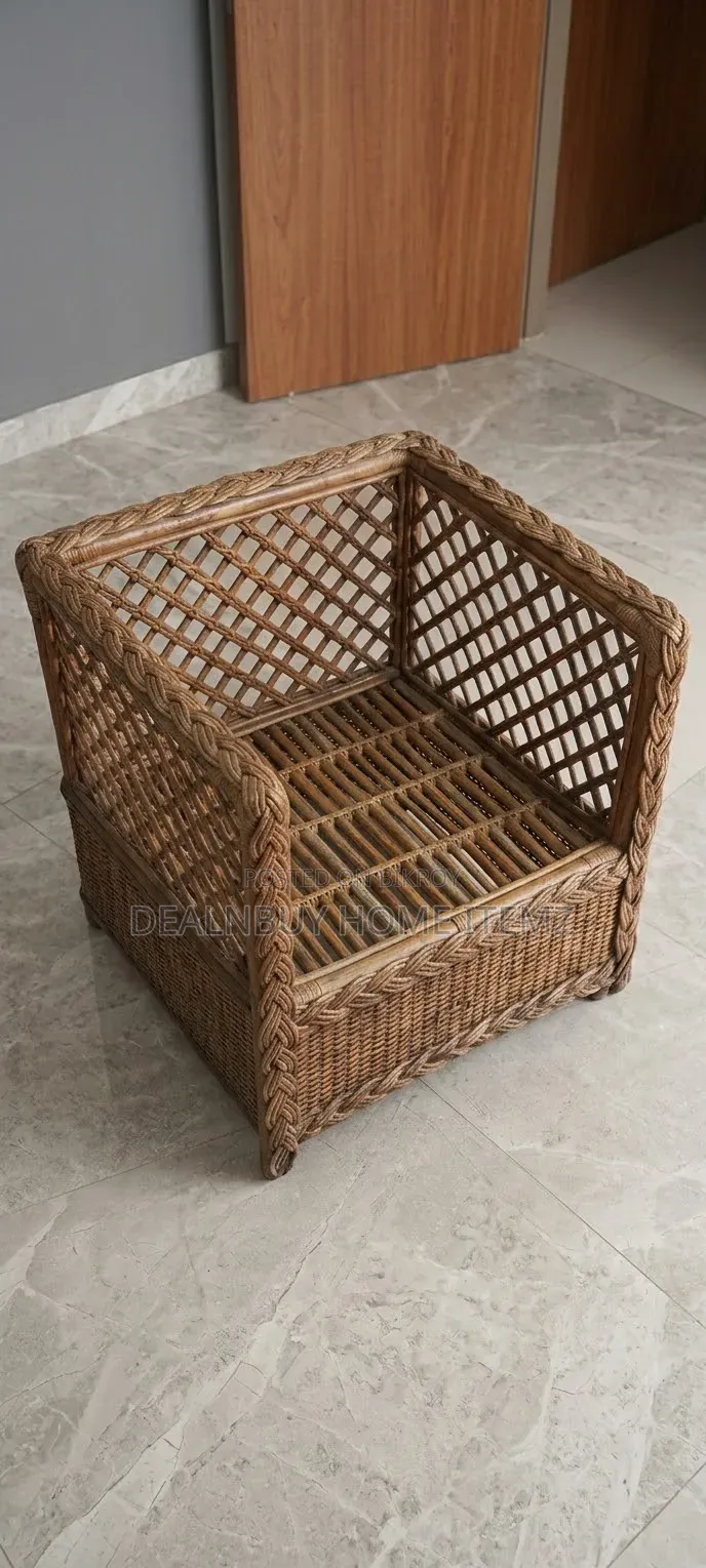 Rattan Cane Single Seater (বেতের সিঙ্গেল সফা) + Two Teapoys