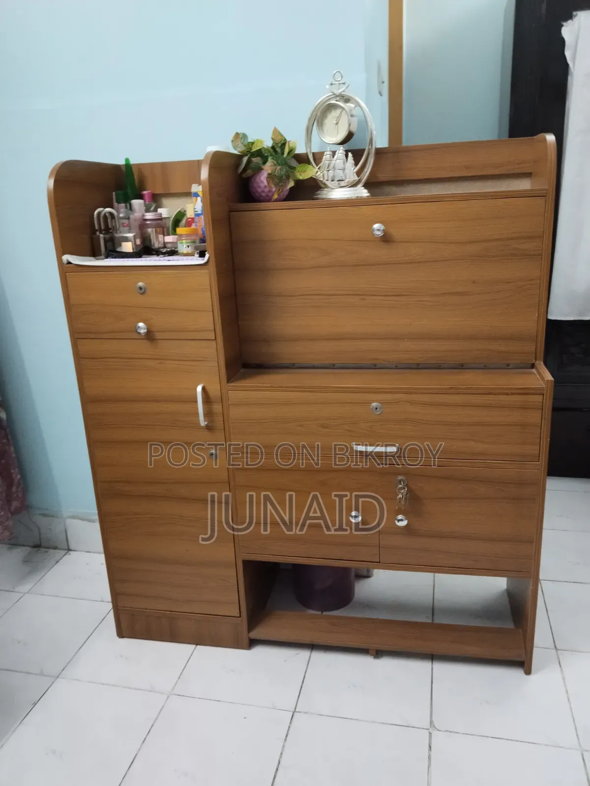 Wooden Study Table & Cabinet | Study Desk With Storage | Used