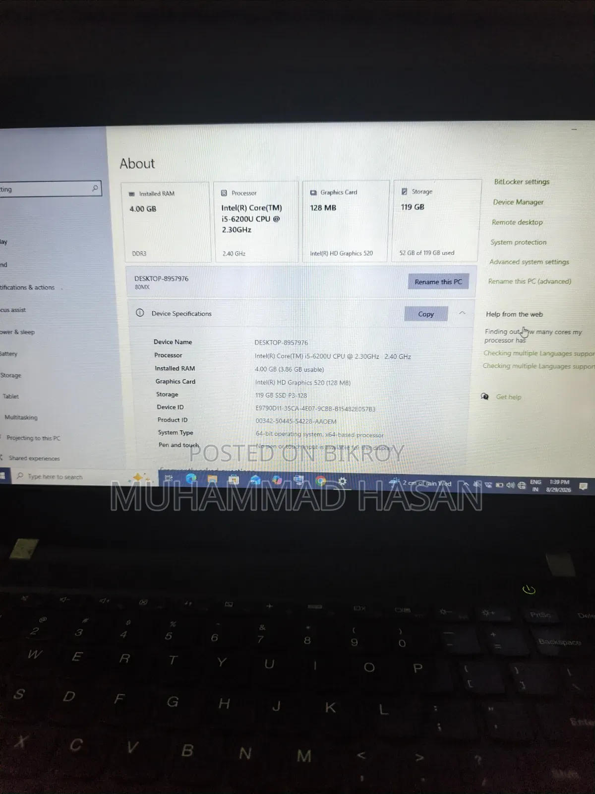 Laptop Lenovo 4GB Intel Core i5 SSD 128GB