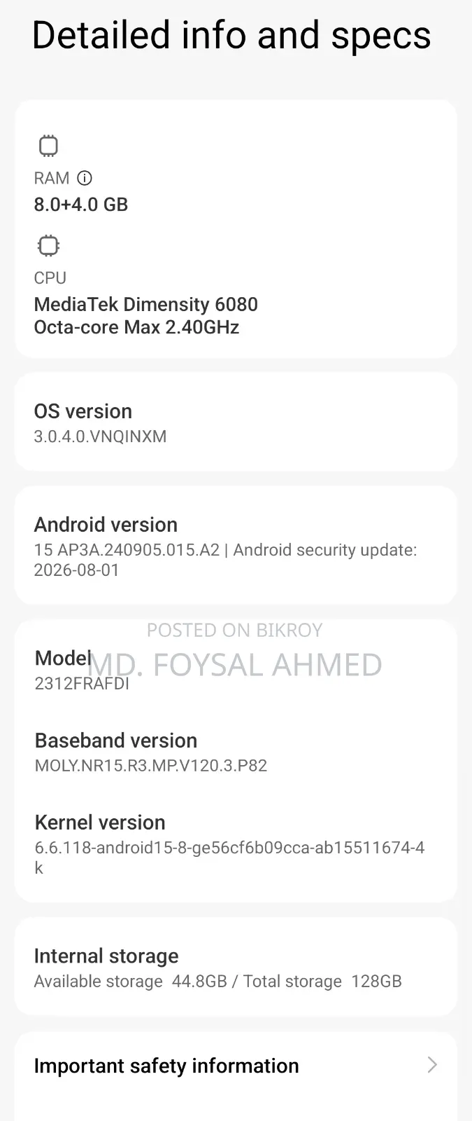 Xiaomi Poco X6 256 GB Black
