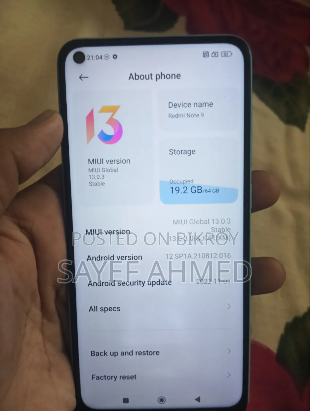 Xiaomi Redmi Note 9 64 GB Blue