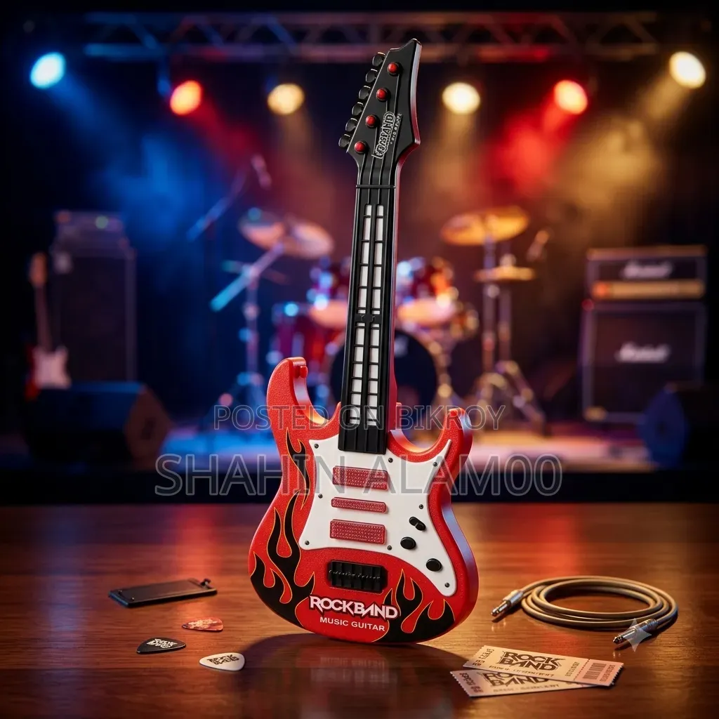 Kids Rock Band Electric Toy Guih Lights and Sound (Red Flame Design)