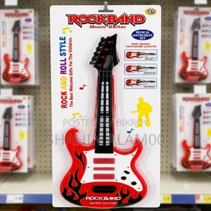 Kids Rock Band Electric Toy Guih Lights and Sound (Red Flame Design)