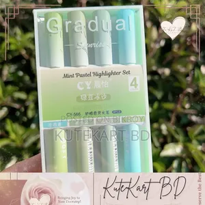 Mint Pastel Highlighter Set (4pcs) – Soft Colour Marker for Study