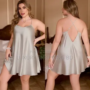 Elegant Satin Silk Short Nightdress for Women - Plus Size Available