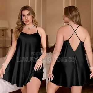 Elegant Satin Silk Short Nightdress for Women - Plus Size Available