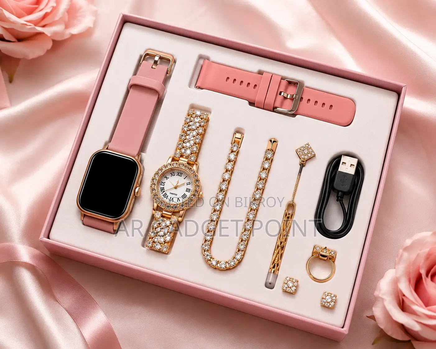 🎁 A58 Plus 8-in-1 Luxury Gift Set — এক প্যাকেজে ৮টি সারপ্রাইজ! 💖⌚