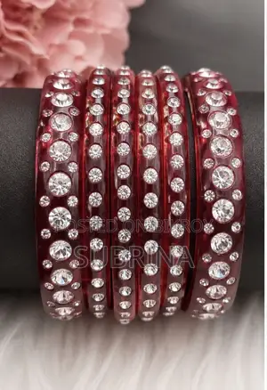 Elegant Red Crystal Stone Bangles Set