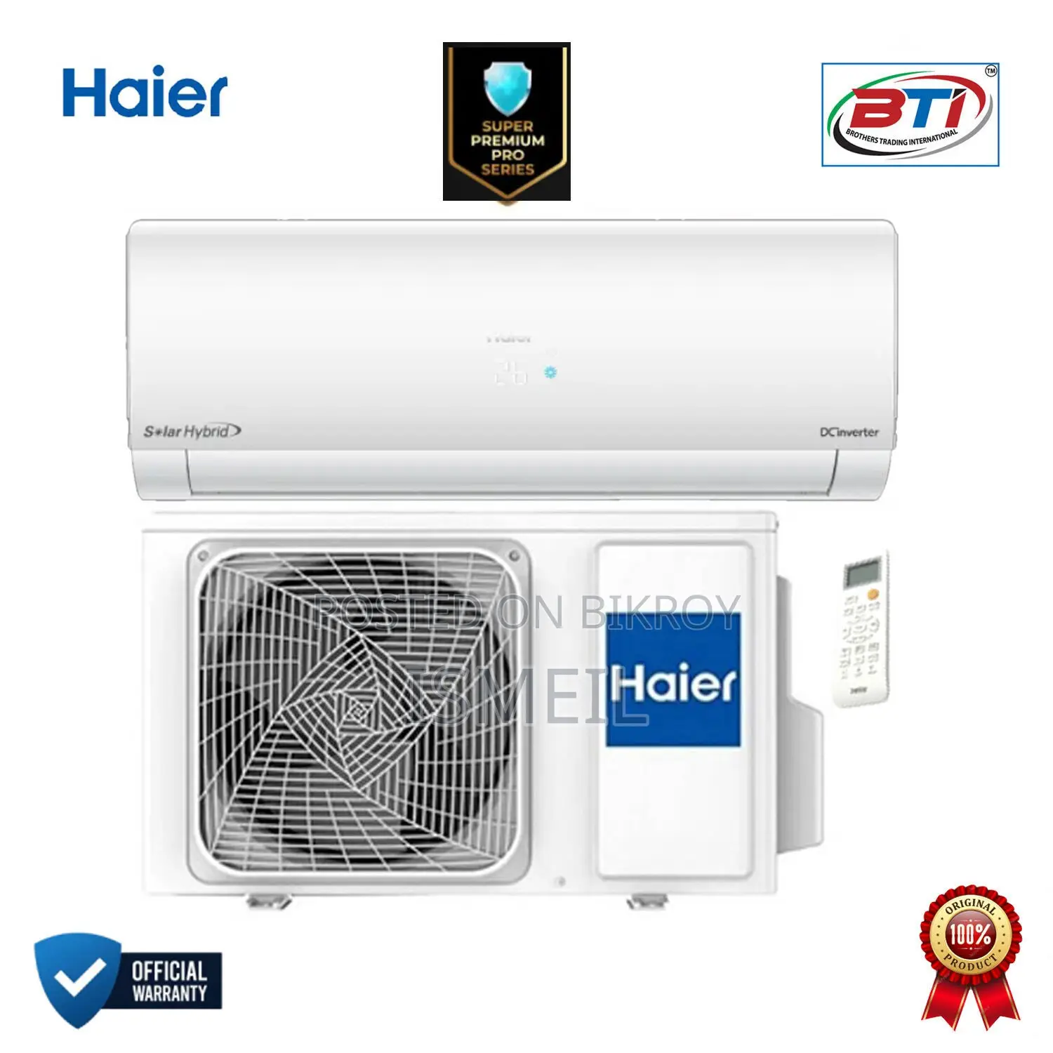 Haier 1.6 Ton Solar Hybrid Inverter AC With Free [HSU-19SolarCool: