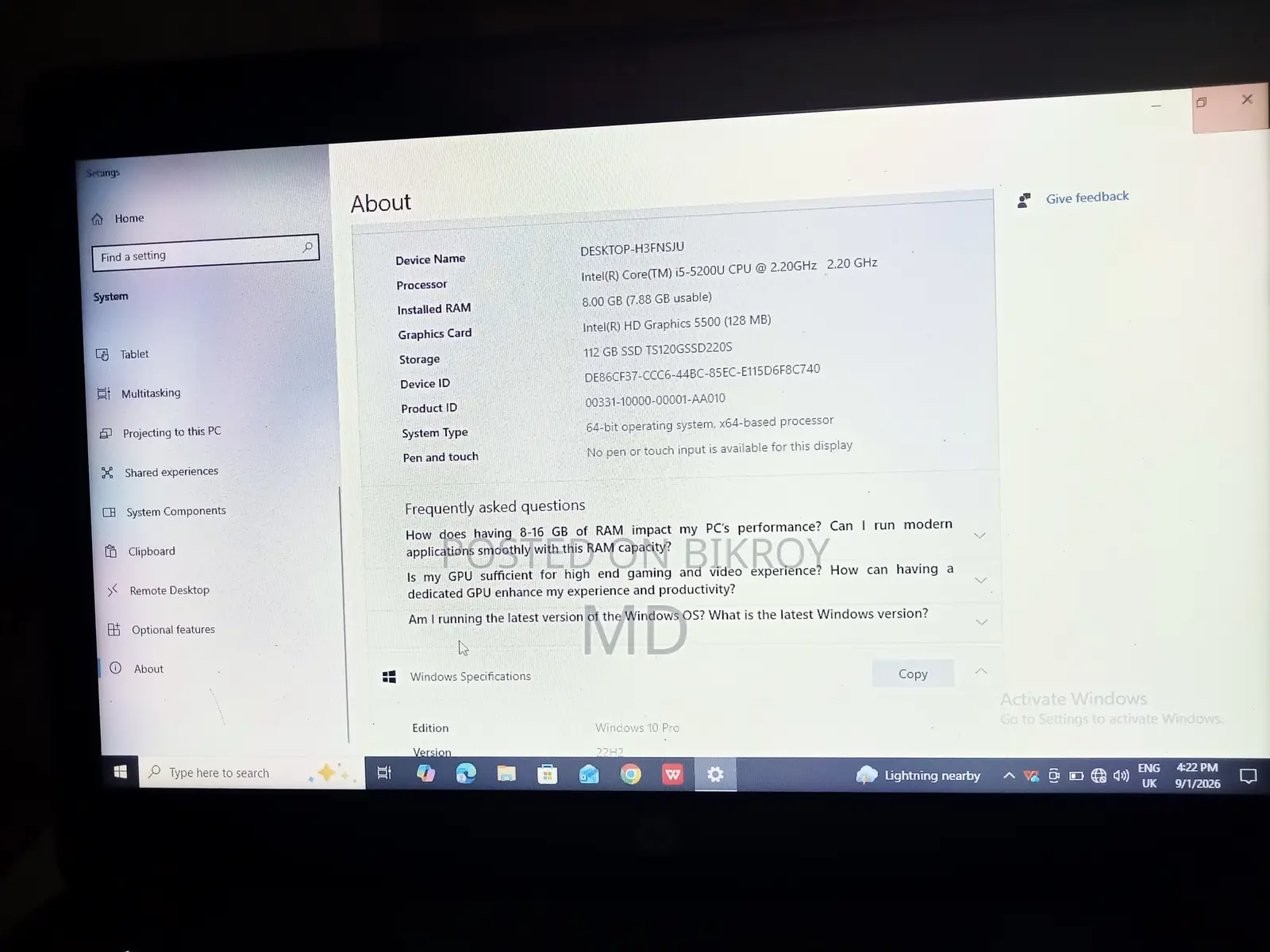 Laptop HP 15 8GB Intel Core I5 SSD 128GB