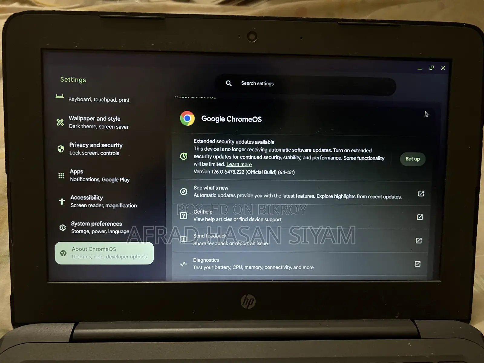 Laptop HP Chromebook 4GB Intel Core i3 eMMC 16 GB