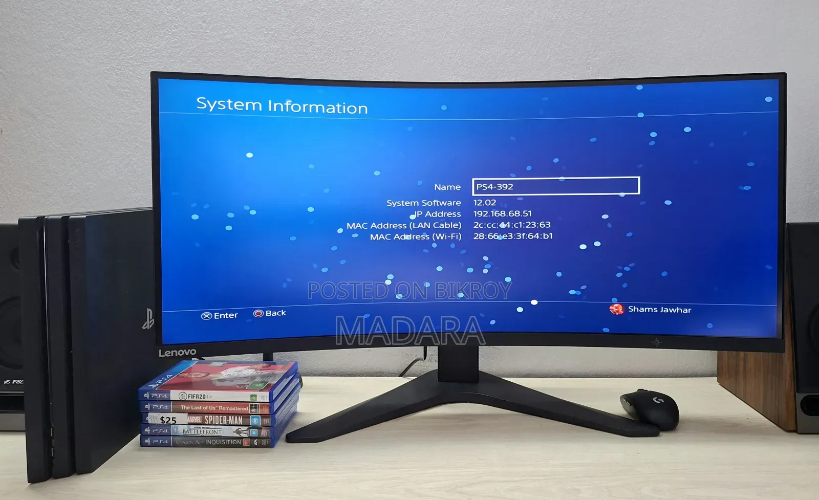 PS4 Pro 1TB (CUH-7202B) + 2 Controllers + 9 Games