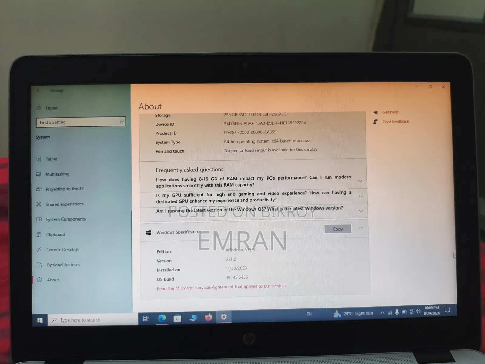 Laptop HP EliteBook 850 G3 8GB Intel Core i5 SSD 256GB