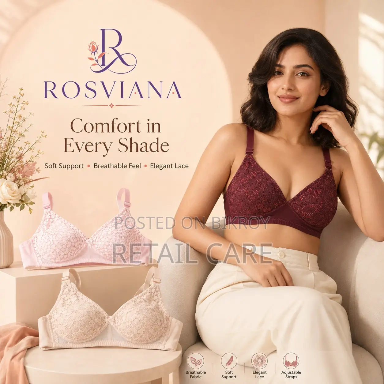 4 PCS AC Net Bra Combo Comfortable & Stylish Women’s Net Bra Set