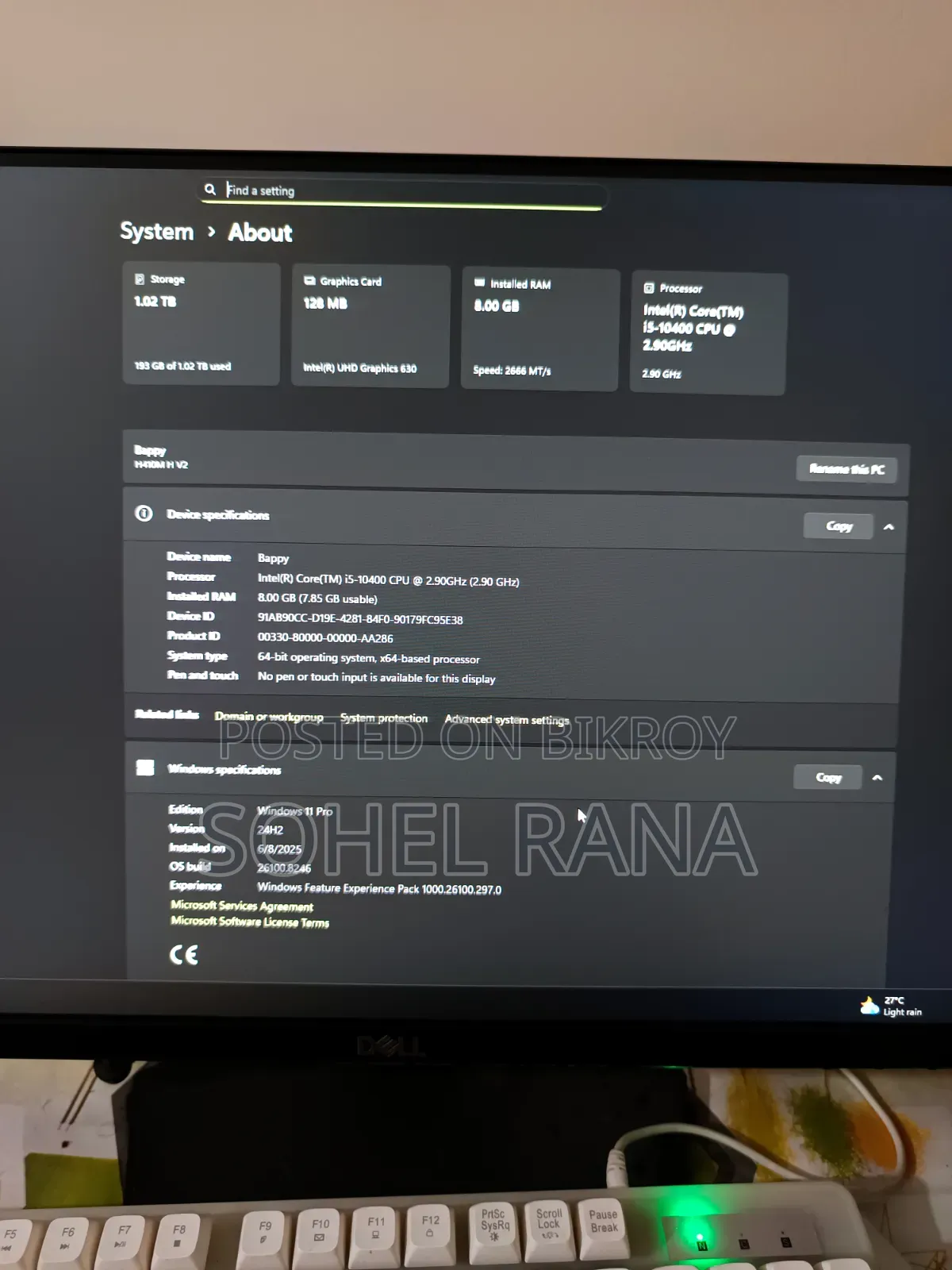 Desktop Computer Dell 8GB Intel Core i5 HDD 1T