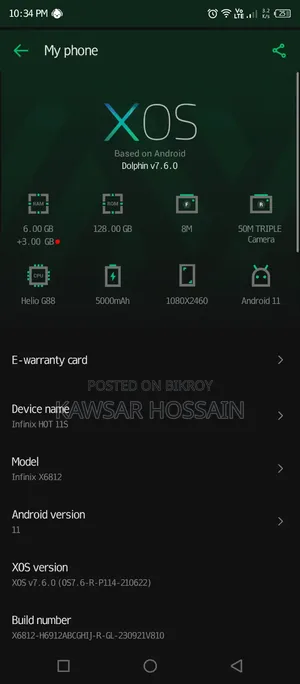 Infinix Hot 11s 128 GB Blue