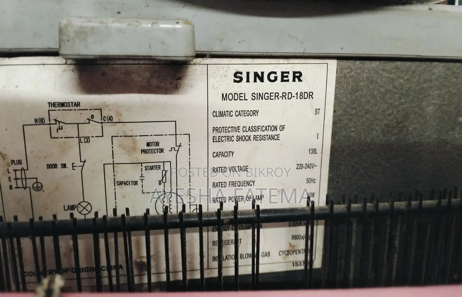 Singer Fridge Is Up for Sell