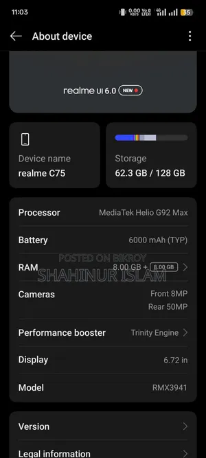 Realme C75 128 GB Yellow