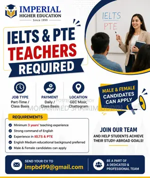 IELTS & PTE Part-Time Teacher Male & Female