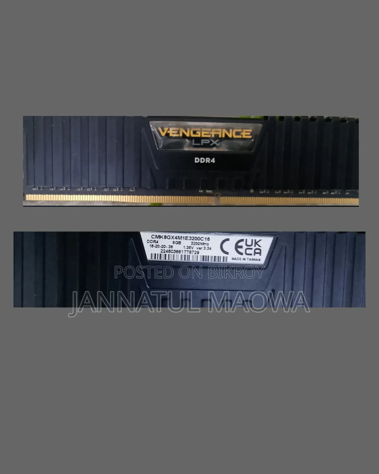 Corsair Vengeance, 8GB Ram, 3200 MHZ