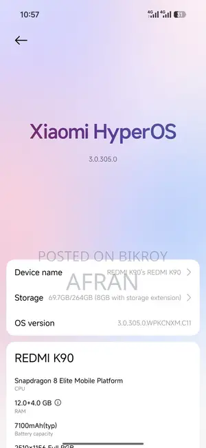শাওমি রেডমি কে৯০ ২৫৬ জিবি সাদা