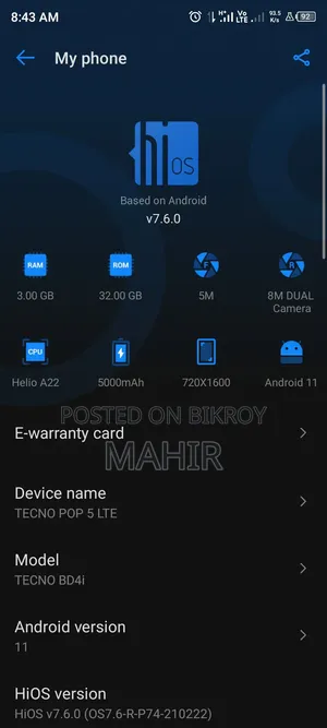 Tecno Pop 5 Pro 32 GB Blue